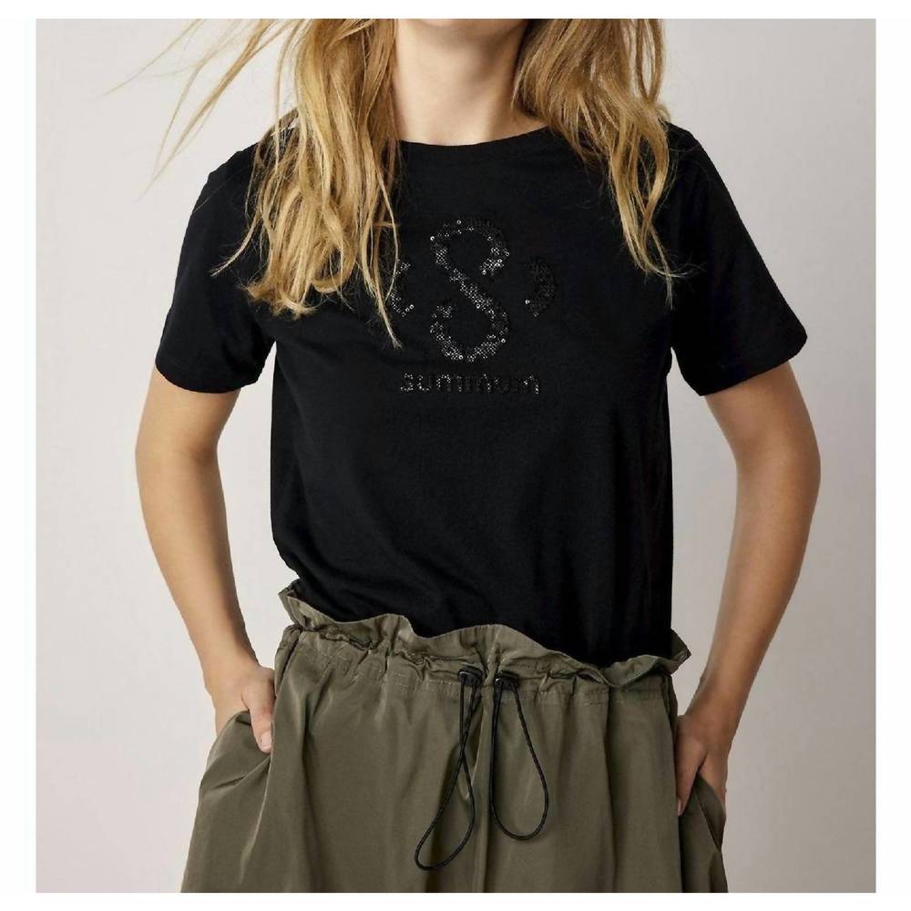 NEW SUMMUM sequins tee in black